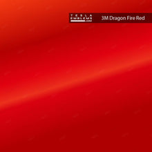 Load image into Gallery viewer, 3M Gloss Dragon Fire Red Tesla Emblem Decals (Front + Back)