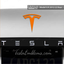 Load image into Gallery viewer, 3M Gloss Deep Orange Tesla Emblem Decals (Front + Back)