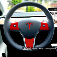 Load image into Gallery viewer, 3M Gloss Dragon Fire Red Tesla Steering Wheel Trim Decal Kit (4pcs)