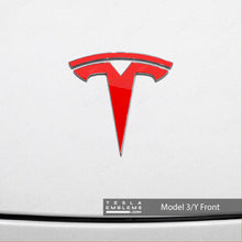 Load image into Gallery viewer, 3M Gloss Dragon Fire Red Tesla Emblem Decals (Front + Back)
