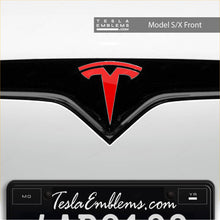 Load image into Gallery viewer, 3M Gloss Dragon Fire Red Tesla Emblem Decals (Front + Back)