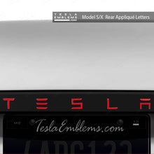 Load image into Gallery viewer, 3M Gloss Dragon Fire Red Tesla Emblem Decals (Front + Back)