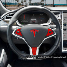 Load image into Gallery viewer, 3M Gloss Dragon Fire Red Tesla Steering Wheel Trim Decal Kit (4pcs)