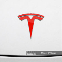 Load image into Gallery viewer, 3M Gloss Hot Rod Red Tesla Emblem Decals (Front + Back)