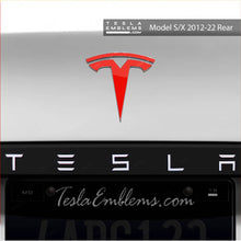 Load image into Gallery viewer, 3M Gloss Hot Rod Red Tesla Emblem Decals (Front + Back)