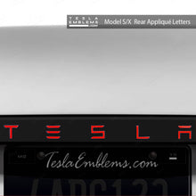 Load image into Gallery viewer, 3M Gloss Hot Rod Red Tesla Emblem Decals (Front + Back)