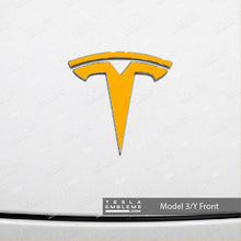 Load image into Gallery viewer, 3M Gloss Sunflower Yellow Tesla Emblem Decals (Front + Back)