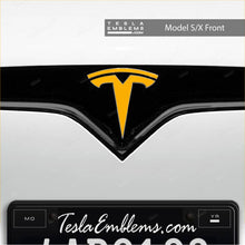 Load image into Gallery viewer, 3M Gloss Sunflower Yellow Tesla Emblem Decals (Front + Back)