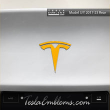 Load image into Gallery viewer, 3M Gloss Sunflower Yellow Tesla Emblem Decals (Front + Back)