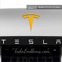 Load image into Gallery viewer, 3M Gloss Sunflower Yellow Tesla Emblem Decals (Front + Back)