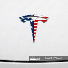 Load image into Gallery viewer, American Flag Tesla Emblem Decals (Front + Back)