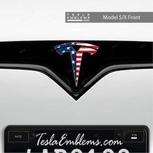 Load image into Gallery viewer, American Flag Tesla Emblem Decals (Front + Back)