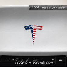 Load image into Gallery viewer, American Flag Tesla Emblem Decals (Front + Back)