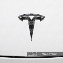 Load image into Gallery viewer, Buffalo Plaid Tesla Emblem Decals (Front + Back Emblem Decals)