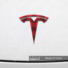 Load image into Gallery viewer, Buffalo Plaid Tesla Emblem Decals (Front + Back Emblem Decals)