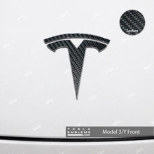 Load image into Gallery viewer, 3M Carbon Fiber Tesla Emblem Decals (Front + Back)