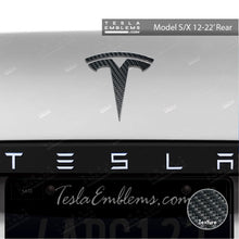 Load image into Gallery viewer, 3M Carbon Fiber Tesla Emblem Decals (Front + Back)