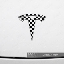 Load image into Gallery viewer, Checkered Tesla Emblem Decals (Front + Back)