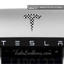 Load image into Gallery viewer, Checkered Tesla Emblem Decals (Front + Back)