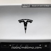 Load image into Gallery viewer, Ghost Black Patriot Flag Tesla Emblem Decals (Front + Back)