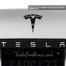 Load image into Gallery viewer, Ghost Black Patriot Flag Tesla Emblem Decals (Front + Back)