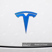Load image into Gallery viewer, 3M Gloss Fire Blue Tesla Emblem Decals (Front + Back)