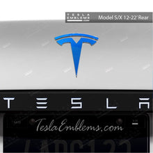 Load image into Gallery viewer, 3M Gloss Fire Blue Tesla Emblem Decals (Front + Back)