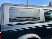 Load image into Gallery viewer, Distressed American Flag Window Decals for the 2021-2024 2 Door Ford Bronco (x2)