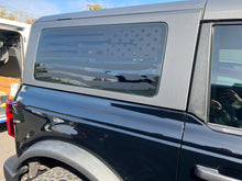 Load image into Gallery viewer, Distressed American Flag Window Decals for the 2021-2024 2 Door Ford Bronco (x2)