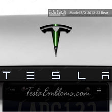 Load image into Gallery viewer, Green Lightsaber Tesla Emblem Decals (Front + Back)