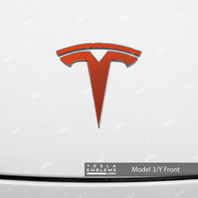 Load image into Gallery viewer, 3M Matte Red Tesla Emblem Decals (Front + Back)
