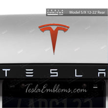Load image into Gallery viewer, 3M Matte Red Tesla Emblem Decals (Front + Back)