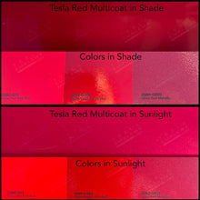 Load image into Gallery viewer, 3M Gloss Dragon Fire Red Tesla Emblem Decals (Front + Back)