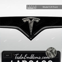 Load image into Gallery viewer, 3M Shadow Black Camo Tesla Emblem Decals (Front + Back)
