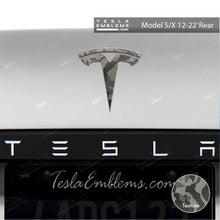 Load image into Gallery viewer, 3M Shadow Black Camo Tesla Emblem Decals (Front + Back)