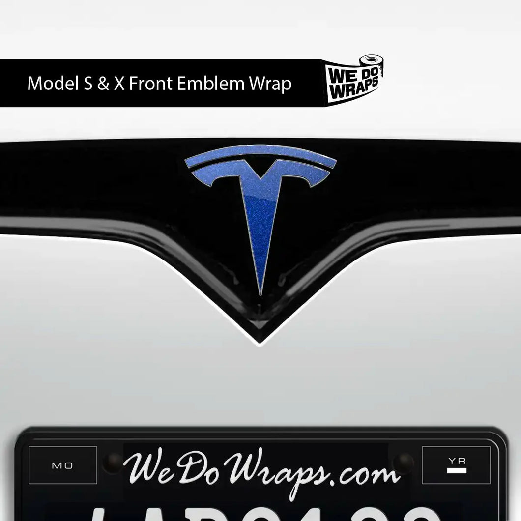 3M Deep Blue Metallic Tesla Emblem Decals (Front + Back)