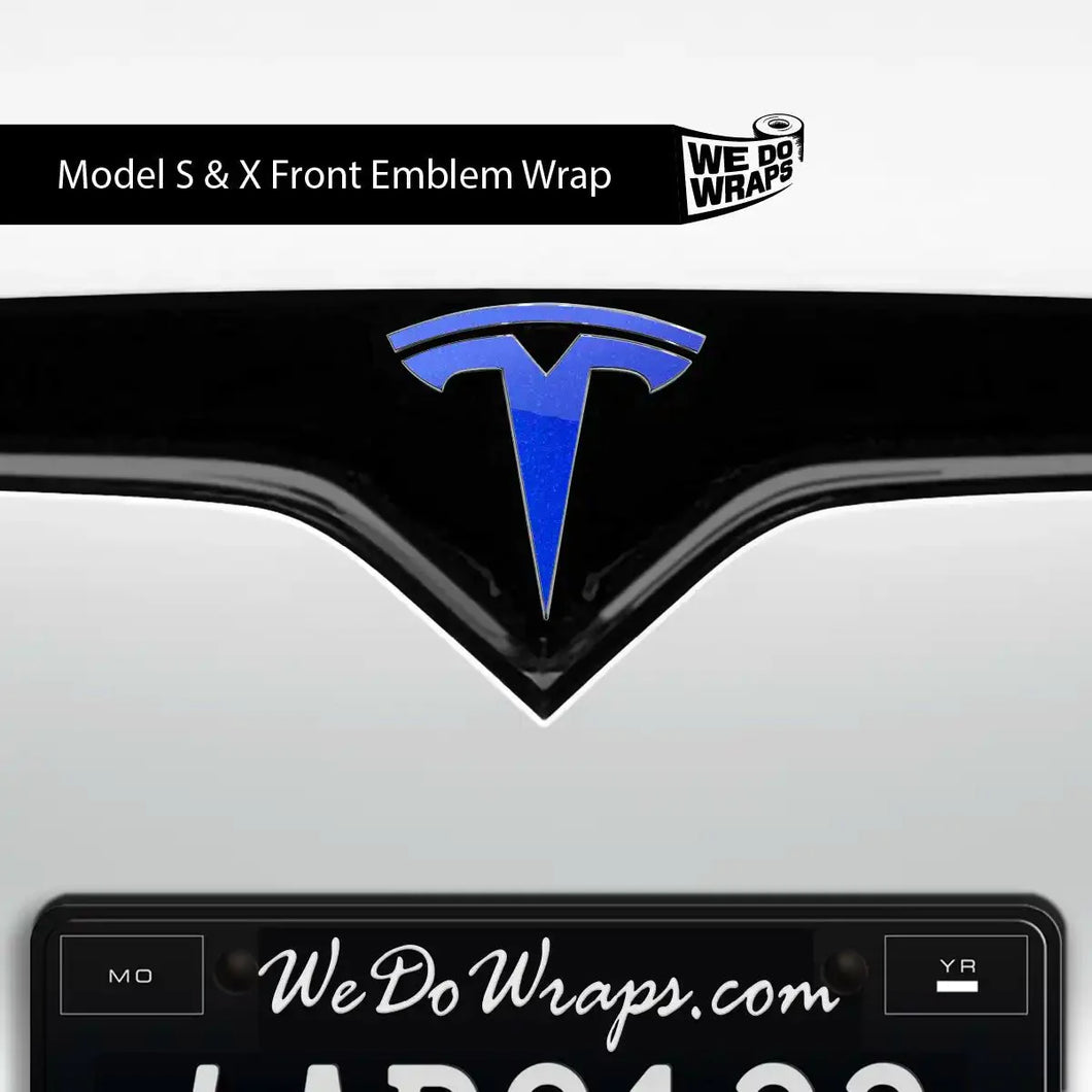 3M Gloss Fire Blue Tesla Emblem Decals (Front + Back)