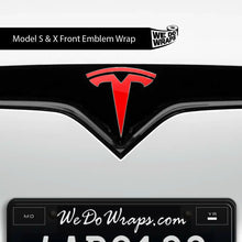 Load image into Gallery viewer, 3M Gloss Hot Rod Red Tesla Emblem Decals (Front + Back)
