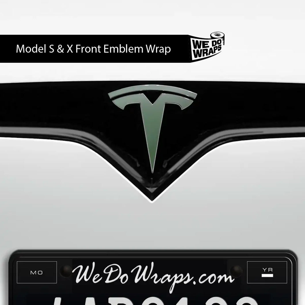 3M Matte Military Green Tesla Emblem Decals (Front + Back)