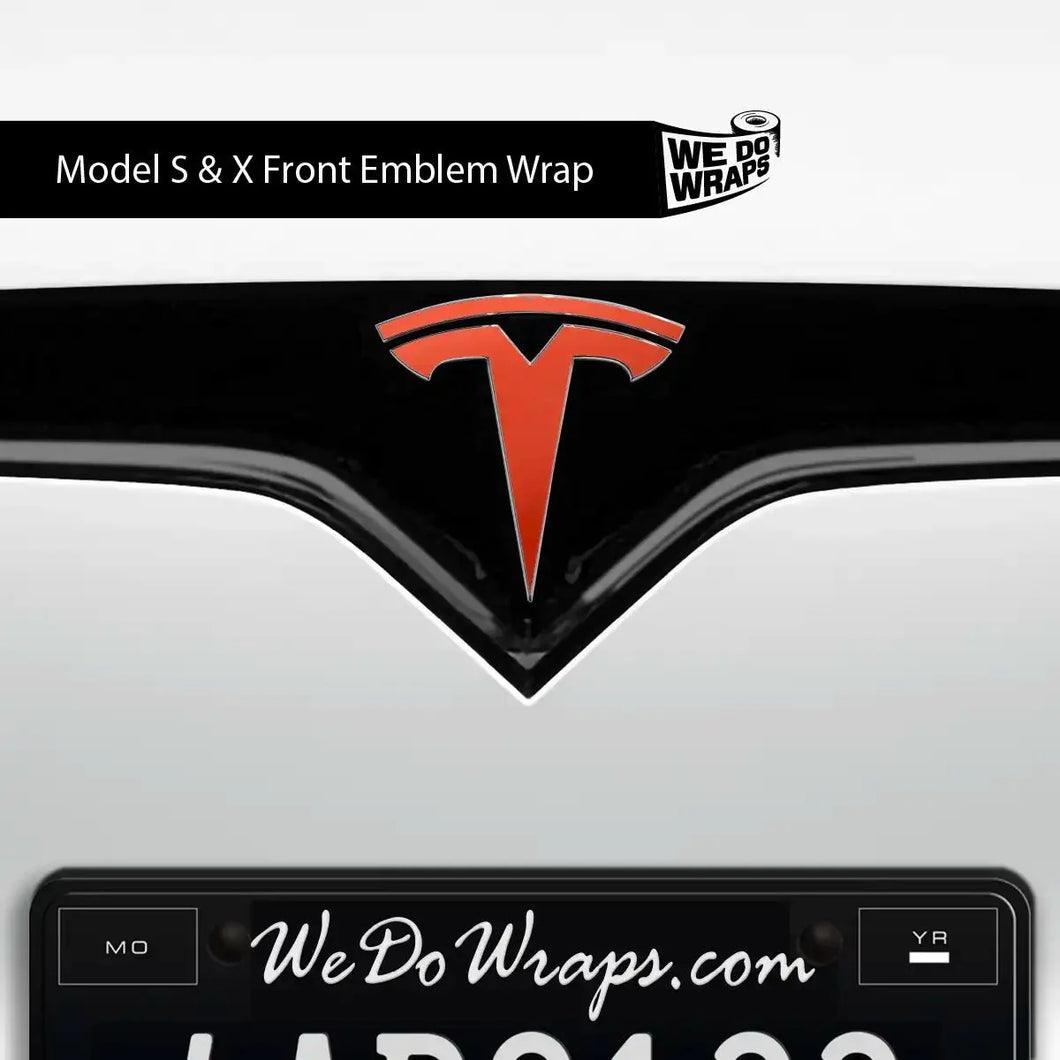 3M Matte Red Tesla Emblem Decals (Front + Back)