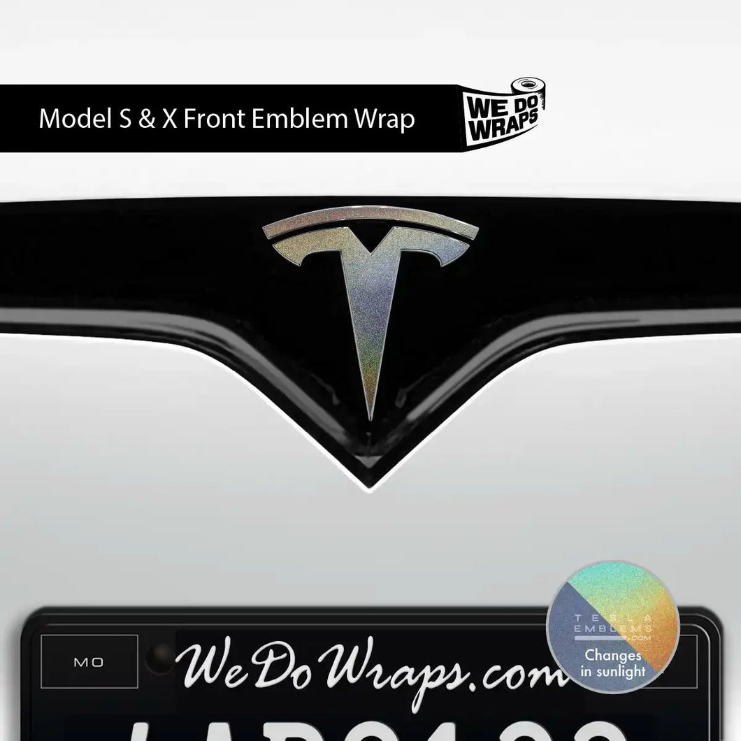 3M Satin Psychedelic Flip Tesla Emblem Decals (Front + Back)