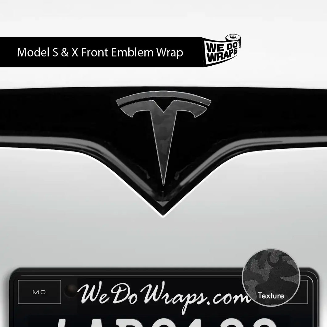 3M Shadow Black Camo Tesla Emblem Decals (Front + Back)