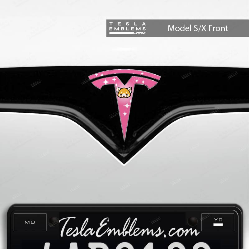 Aggretsuko Tesla Emblem Decals (Front + Back)