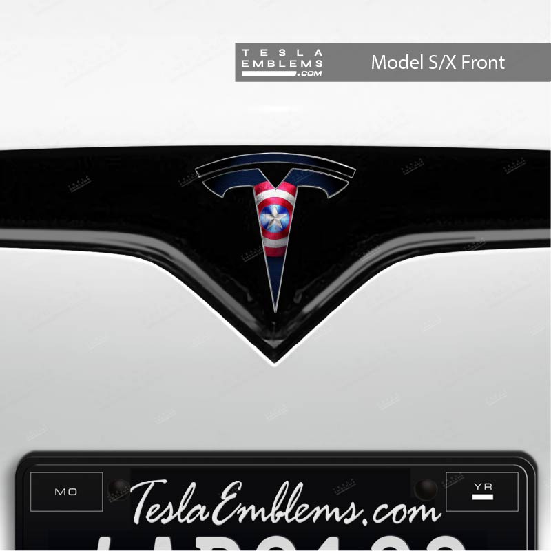 Captain America Tesla Emblem Decals (Front + Back)