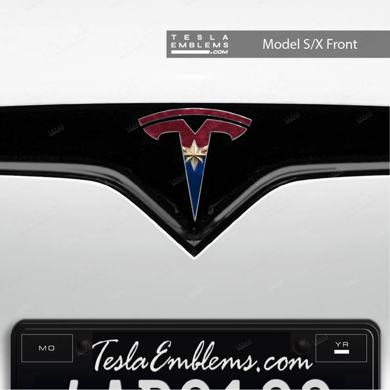 Captain Marvel Tesla Emblem Decals (Front + Back)