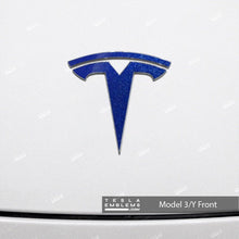 Load image into Gallery viewer, 3M Deep Blue Metallic Tesla Emblem Decals (Front + Back)
