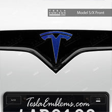 Load image into Gallery viewer, 3M Deep Blue Metallic Tesla Emblem Decals (Front + Back)
