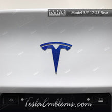 Load image into Gallery viewer, 3M Deep Blue Metallic Tesla Emblem Decals (Front + Back)
