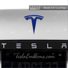 Load image into Gallery viewer, 3M Deep Blue Metallic Tesla Emblem Decals (Front + Back)
