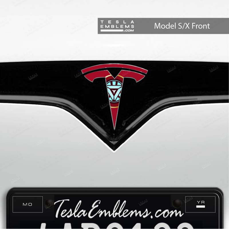 Iron Man Tesla Emblem Decals (Front + Back)